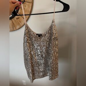 Express Silver Sequin Cami top